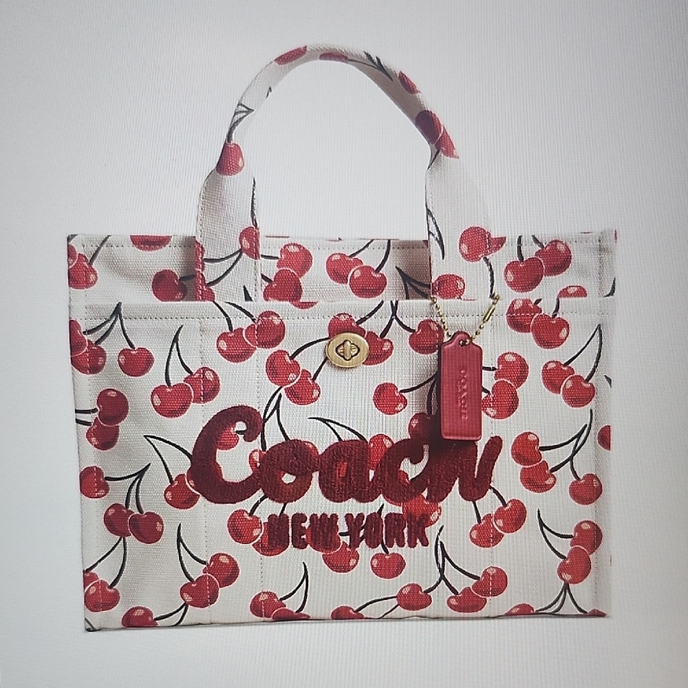 Coach White and Red Cherry Pattern Tote